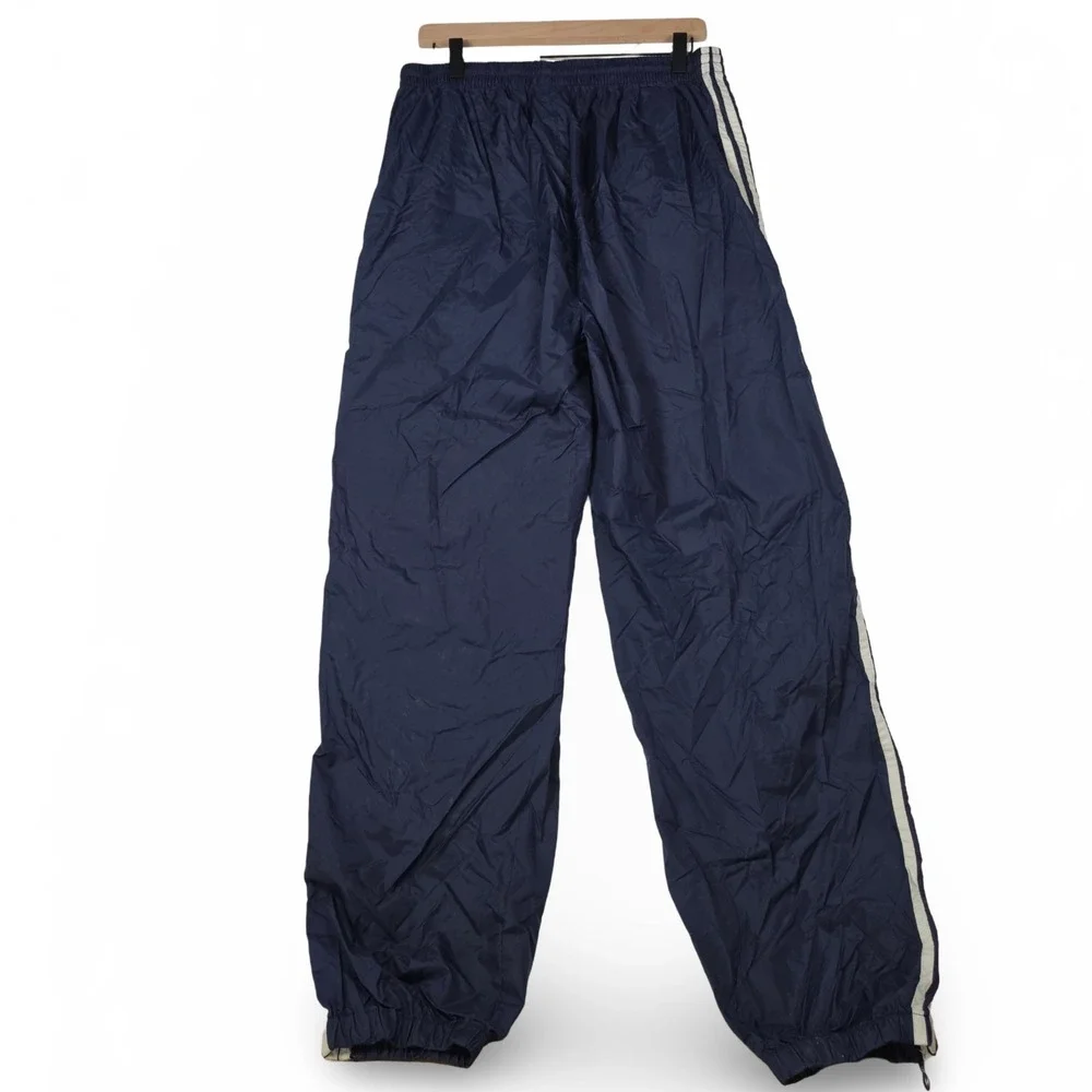 Vintage 90s Adidas Nylon Track‎ Pants Mens XL Navy Blue 3 Stripe Zip Ankle Gym